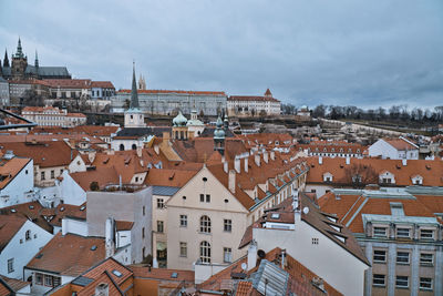 High angle view of townscape against sky