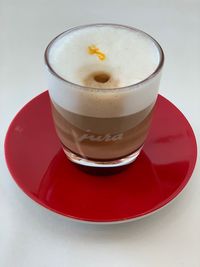 Close-up of coffee cup on table