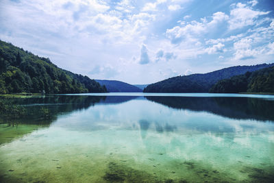 Scenic view of lake against sky