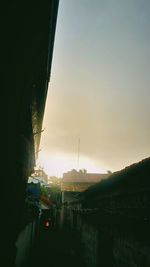 View of built structures at sunset