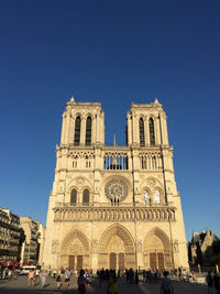 Facade of church against blue sky