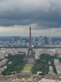 View of cityscape against cloudy sky