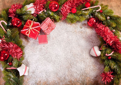 High angle view of christmas tree