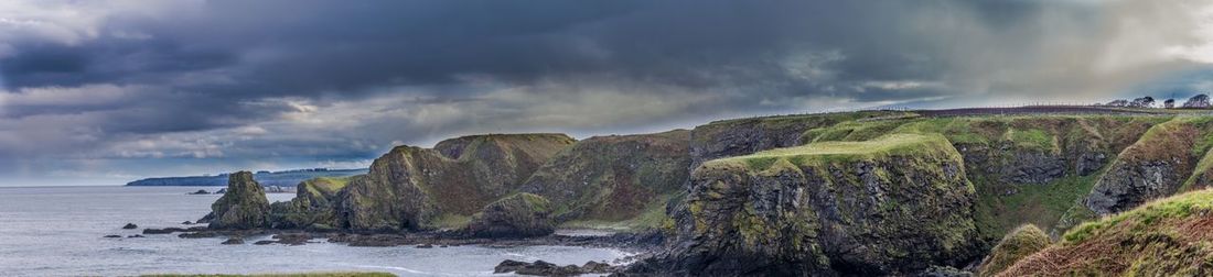 Scenic view of sea against cloudy sky