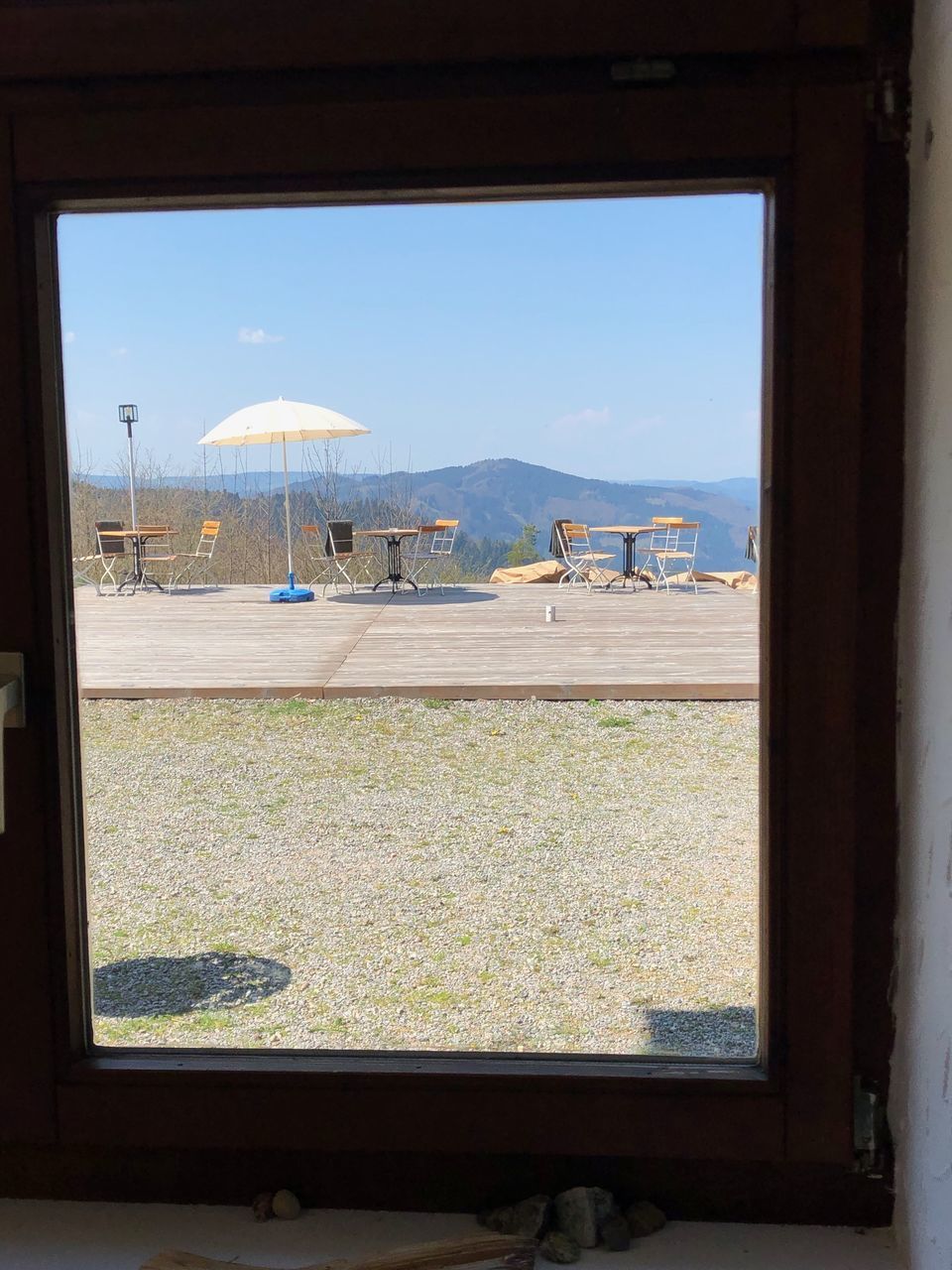 SEA SEEN THROUGH GLASS WINDOW