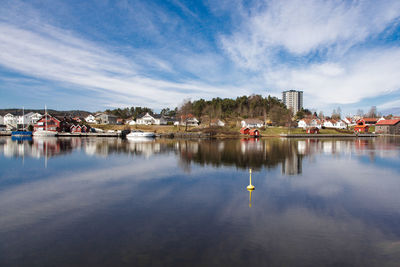 Reflection of buildings in water