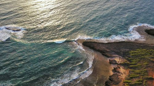 High angle view of sea shore