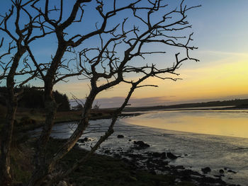 Scenic view of sea at sunset
