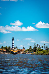 Scenic view of sea and buildings against sky