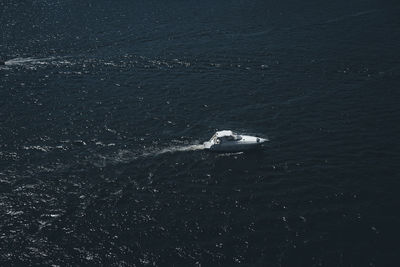 High angle view of boat in sea