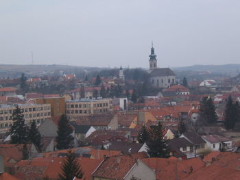 High angle view of townscape against sky