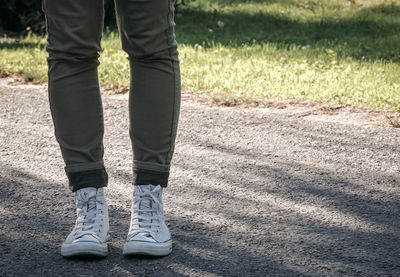 Low section of man standing on floor