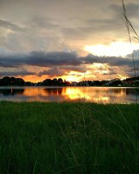 Scenic view of landscape at sunset