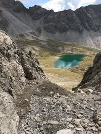 Scenic view of lake and mountains