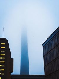 Low angle view of buildings against clear sky