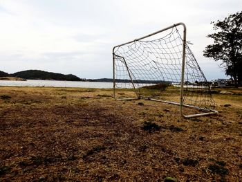 View of soccer field against sky