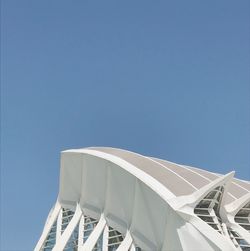 Low angle view of built structure against clear blue sky