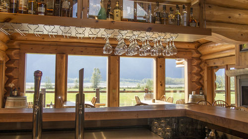 View of building through window