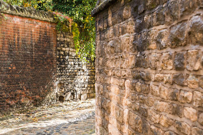 Stone wall of old ruin