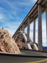 Bridge over road against sky