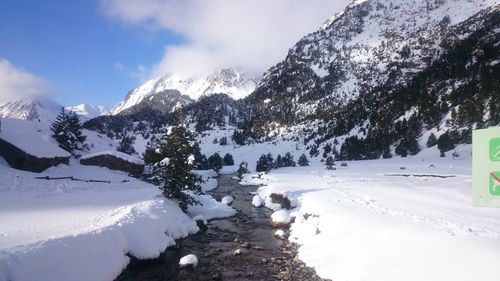 Snow covered mountain against sky