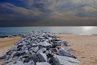 Scenic view of sea against sky during sunset