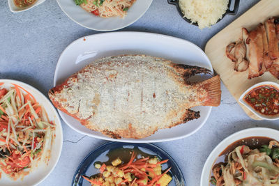 High angle view of food on table