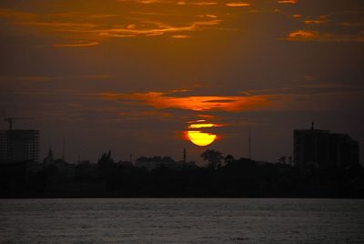 Sunset over city