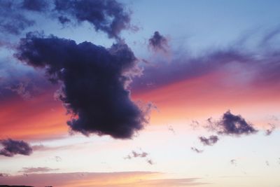 Low angle view of dramatic sky during sunset