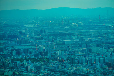 High angle view of buildings in city