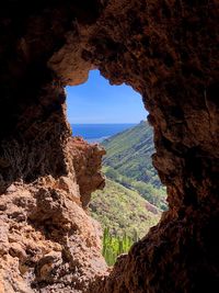 Scenic view of rock formations against sky