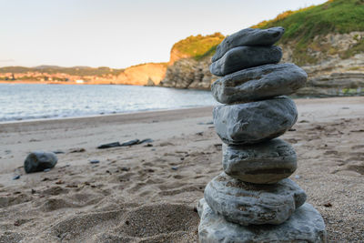 Stack of stones on beach