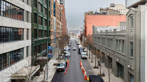 High angle view of city street