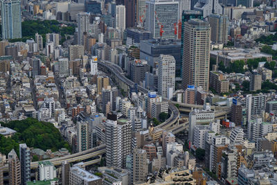 High angle view of skyscrapers