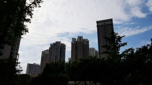 Low angle view of modern building against sky