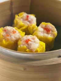 Close-up of dumplings in container