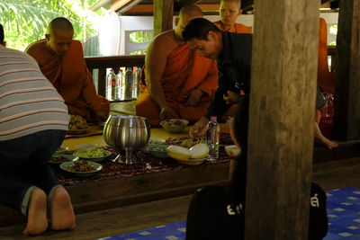 People sitting at restaurant table