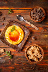 High angle view of food on table