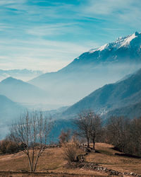 Scenic view of mountains against sky