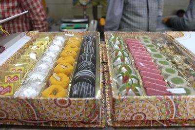 High angle view of food for sale at market