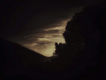 Low angle view of silhouette trees against sky