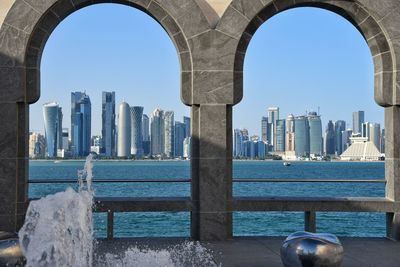 Cityscape of doha qatar in sunny day.