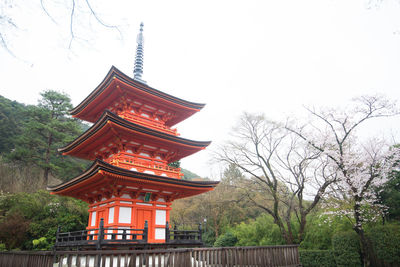 Low angle view of temple against sky