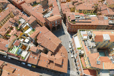 High angle view of buildings in city