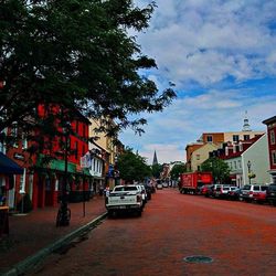 City street with buildings in background