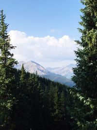 Scenic view of mountains against cloudy sky