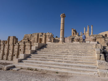 View of old ruins against clear sky