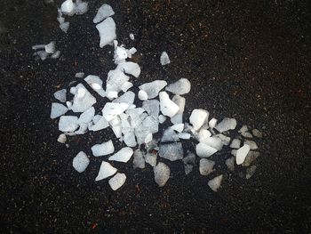 High angle view of arrow sign on road