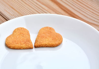 High angle view of dessert in plate on table