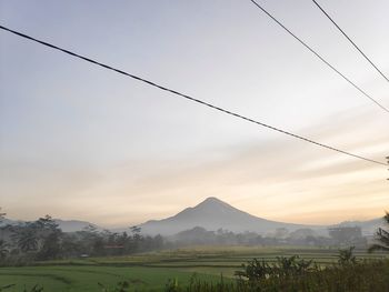 Scenic view of field against sky during sunset